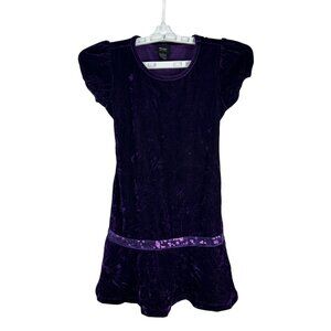 Holiday Editions Purple Velvet Dress With Sequin Band For Girls M(7/8)